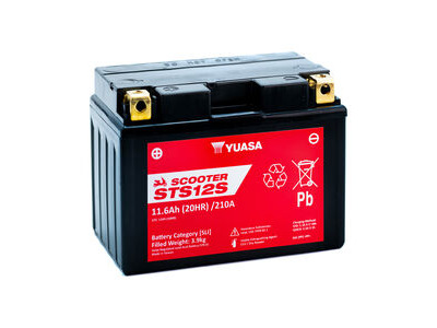 YUASA STS12S (CP) 12V MF VRLA Scooter Battery